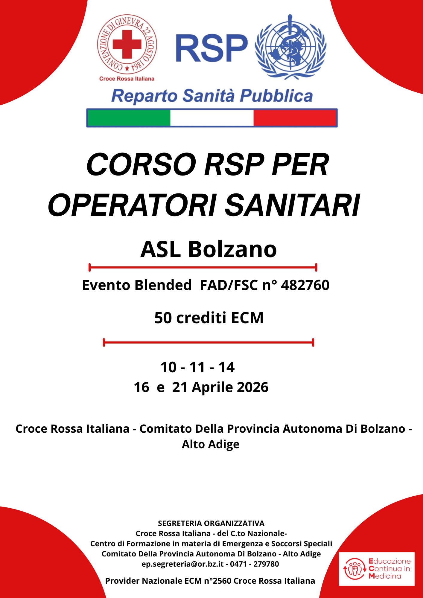 Corso RSP per Operatori Sanitari Bolzano