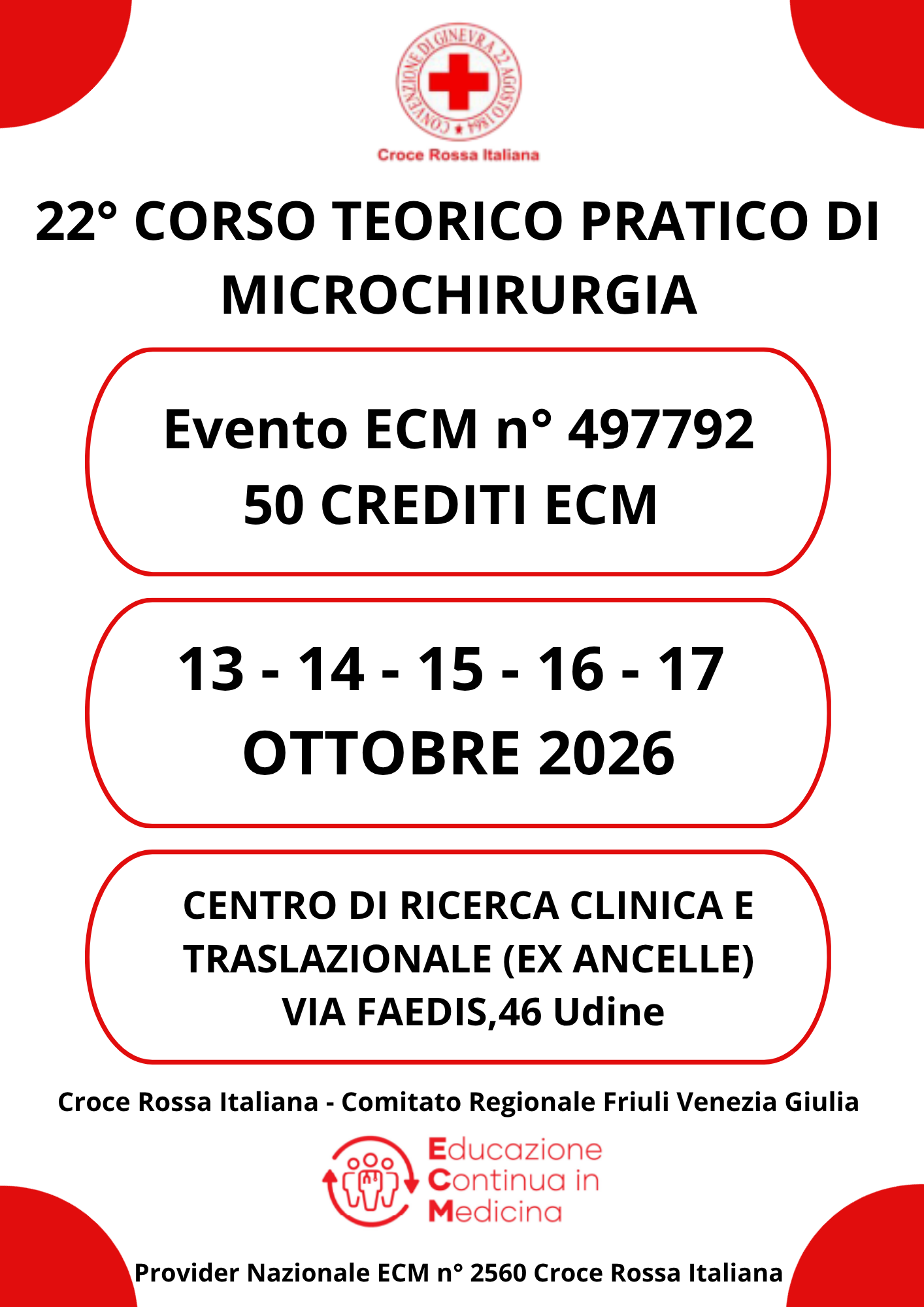 22° CORSO TEORICO PRATICO DI MICROCHIRURGIA